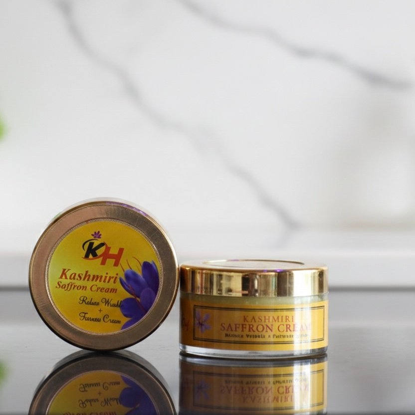 Luxurious Kashmiri Saffron Face Cream | Kesar-Infused Brightening Anti-Aging Moisturizer | Even Skin Tone & Dark Spot Reduction | Paraben-Free | For Normal to Dry Skin